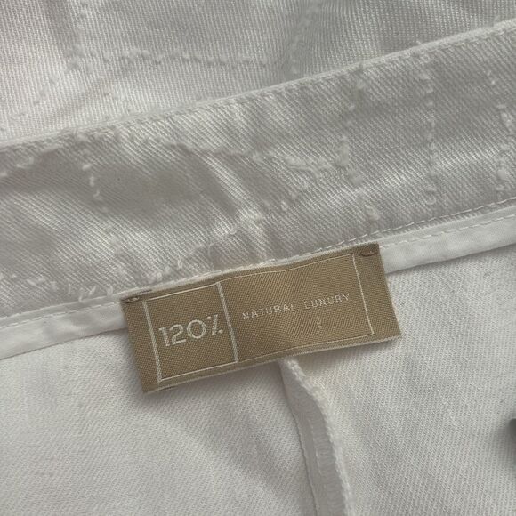 120% lino White Wide-Leg Pants, L - Picture 6 of 8